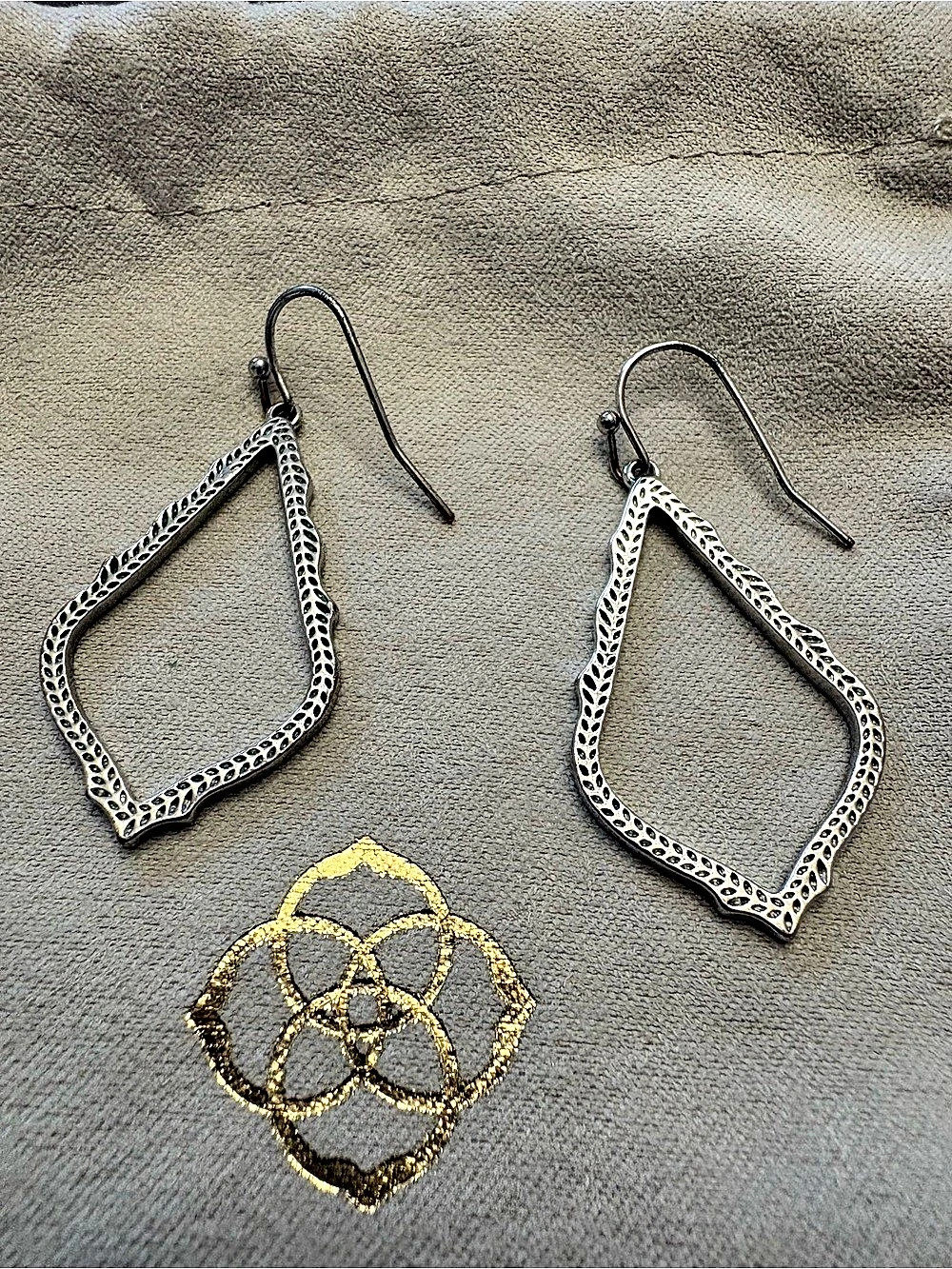 Kendra Scott Sophia Open Frame Drop Earrings Rhodium Silver Dainty